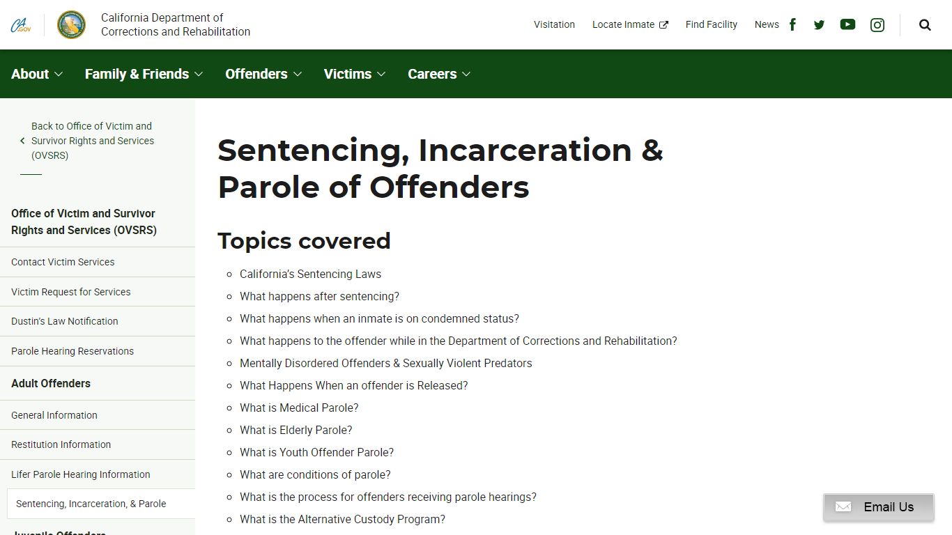 Sentencing, Incarceration & Parole of Offenders - Office of ... - CDCR